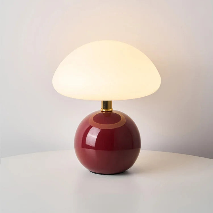 French Cream Mushroom LED Table Lamp with Adjustable Light Colors for Bedside and Living Room