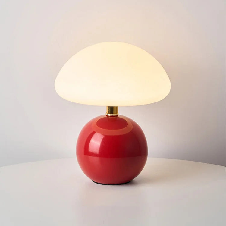 French Cream Mushroom LED Table Lamp with Adjustable Light Colors for Bedside and Living Room