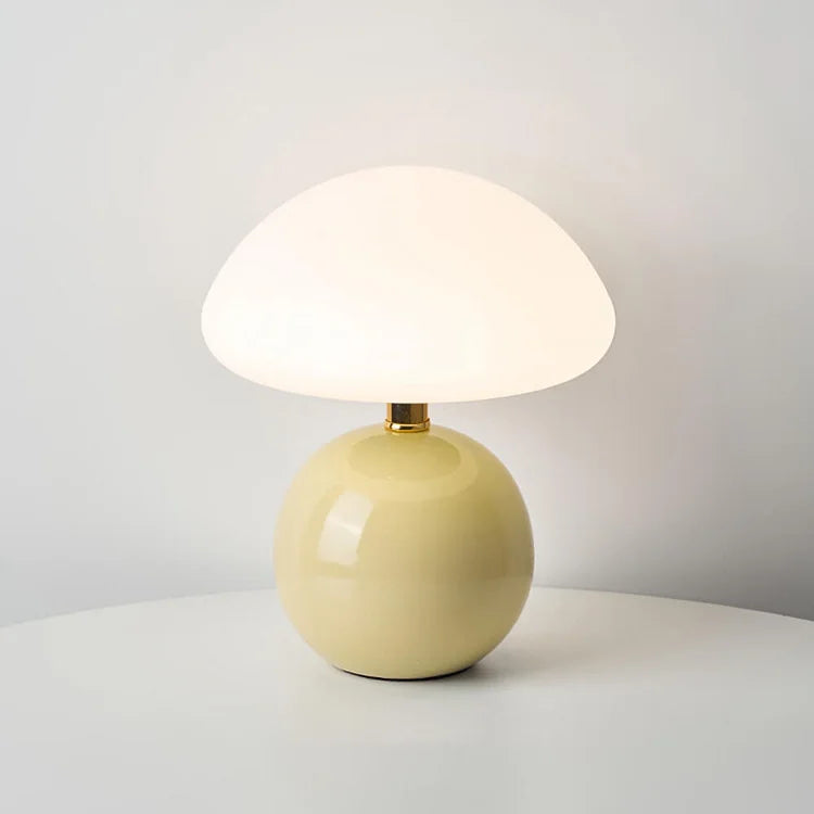 French Cream Mushroom LED Table Lamp with Adjustable Light Colors for Bedside and Living Room
