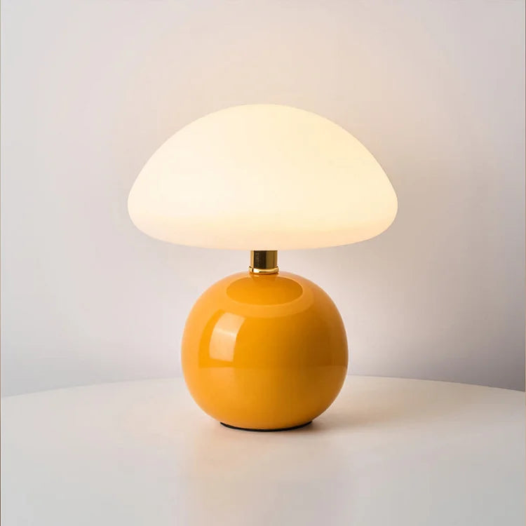 French Cream Mushroom LED Table Lamp with Adjustable Light Colors for Bedside and Living Room