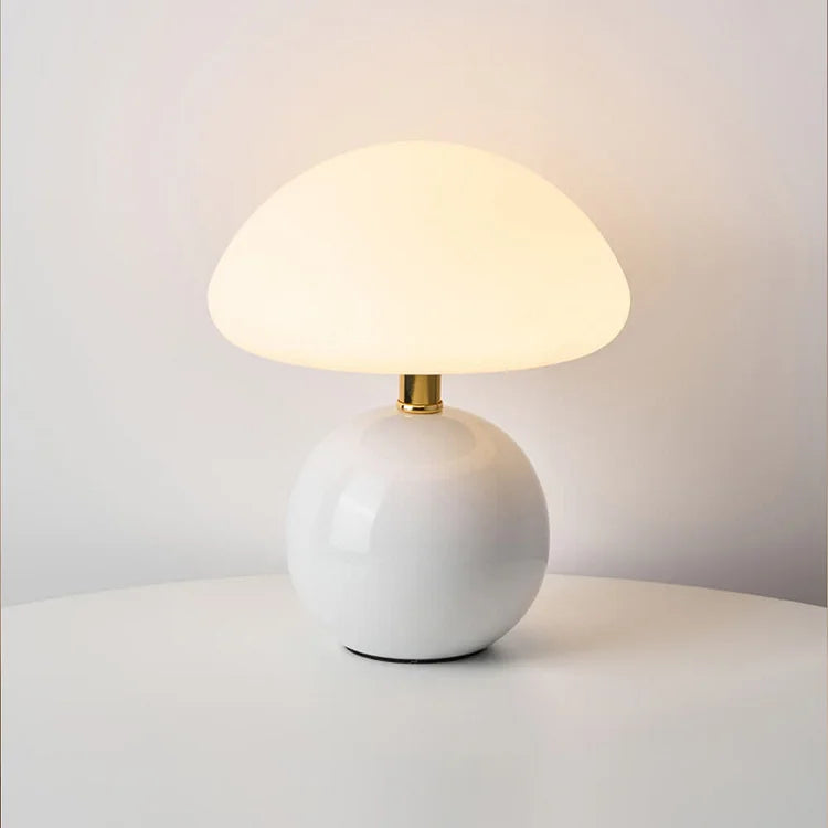 French Cream Mushroom LED Table Lamp with Adjustable Light Colors for Bedside and Living Room