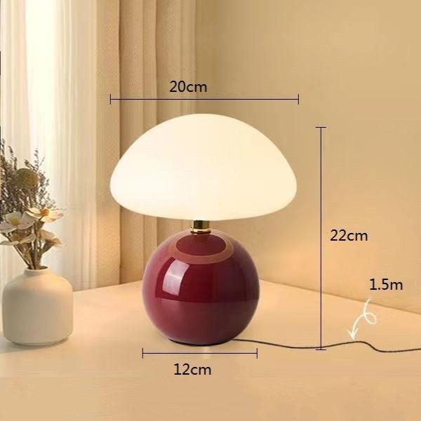 French Cream Mushroom LED Table Lamp with Adjustable Light Colors for Bedside and Living Room