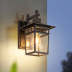 Modern Outdoor Lantern Wall Light with Glass Shade for Porch, Patio and Entryway