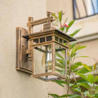 Modern Outdoor Lantern Wall Light with Glass Shade for Porch, Patio and Entryway