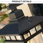 Modern Outdoor Lantern Wall Light with Glass Shade for Porch, Patio and Entryway
