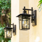 Modern Outdoor Lantern Wall Light with Glass Shade for Porch, Patio and Entryway