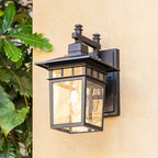 Modern Outdoor Lantern Wall Light with Glass Shade for Porch, Patio and Entryway