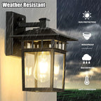 Modern Outdoor Lantern Wall Light with Glass Shade for Porch, Patio and Entryway