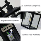 Modern Outdoor Lantern Wall Light with Glass Shade for Porch, Patio and Entryway