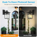 Modern Outdoor Lantern Wall Light with Glass Shade for Porch, Patio and Entryway