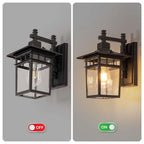 Modern Outdoor Lantern Wall Light with Glass Shade for Porch, Patio and Entryway