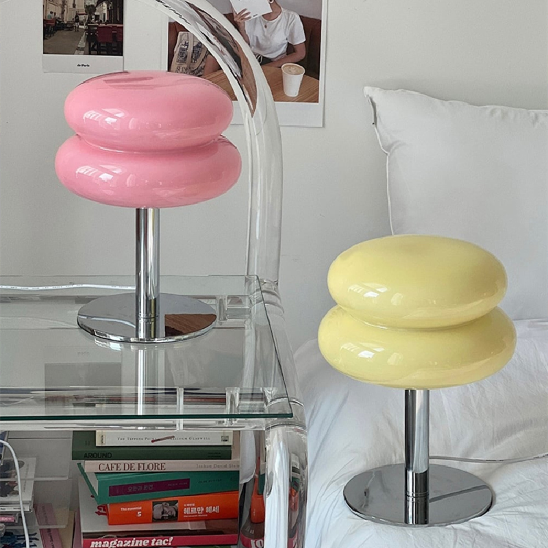 Modern Glass Table Lamp with Chrome Base for Bedroom and Living Room