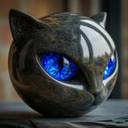 Cat Head Sculpture with Hypnotic Eyes for Home Décor