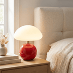 French Cream Mushroom LED Table Lamp with Adjustable Light Colors for Bedside and Living Room - Sofitte