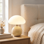 French Cream Mushroom LED Table Lamp with Adjustable Light Colors for Bedside and Living Room - Sofitte