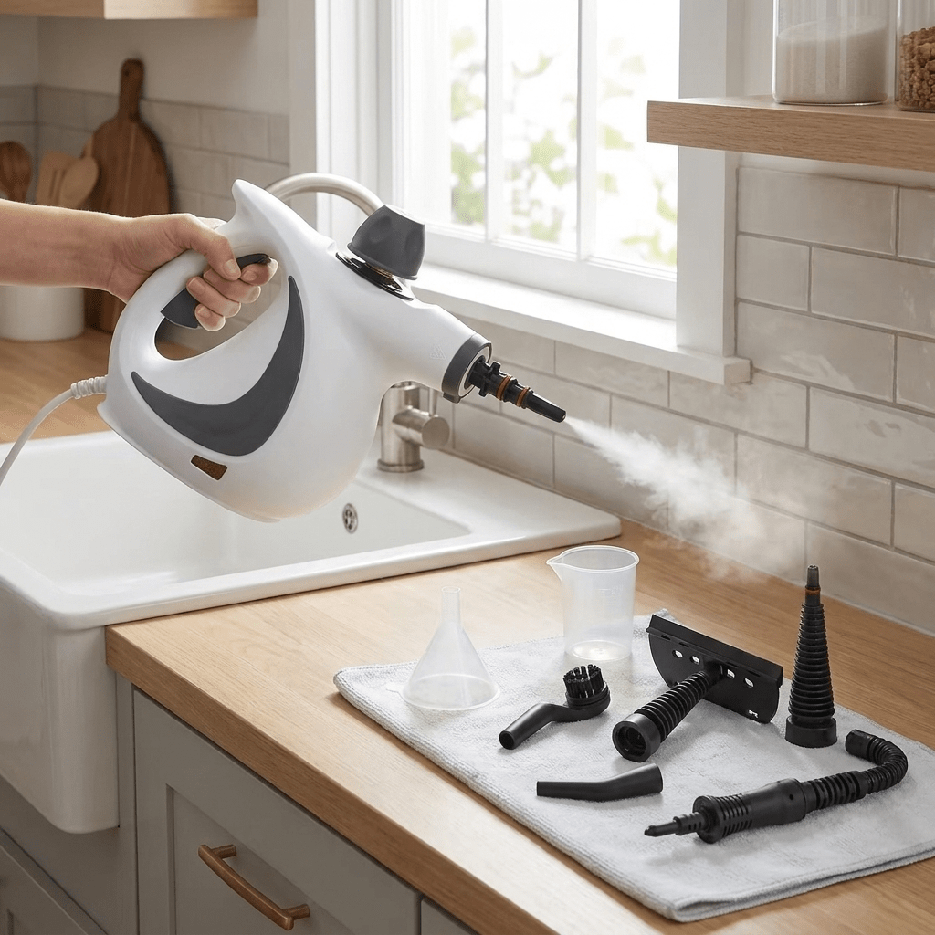Handheld Portable Steam Cleaner with Multi-Surface Attachments for Kitchen, Grout, Rugs and Upholstery - Sofitte