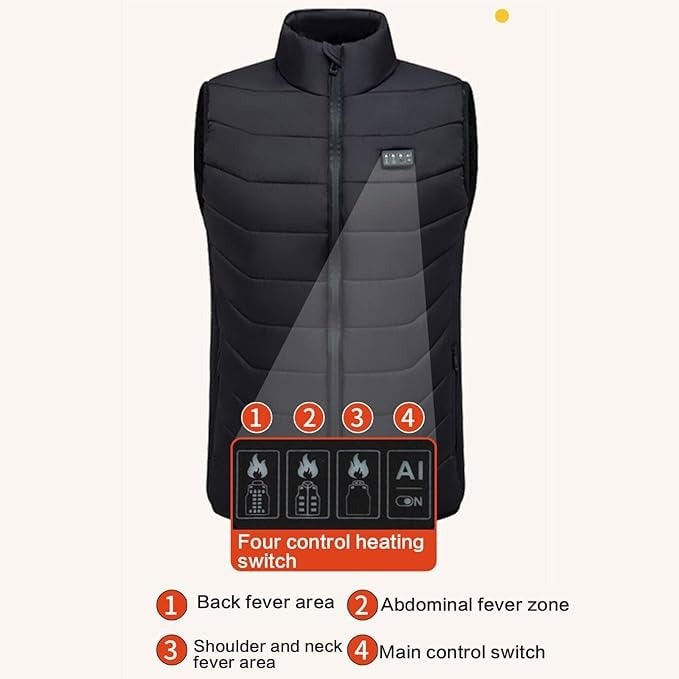 Heated Vest with USB Rechargeable Battery and Multiple Heating Zones for Outdoor Activities