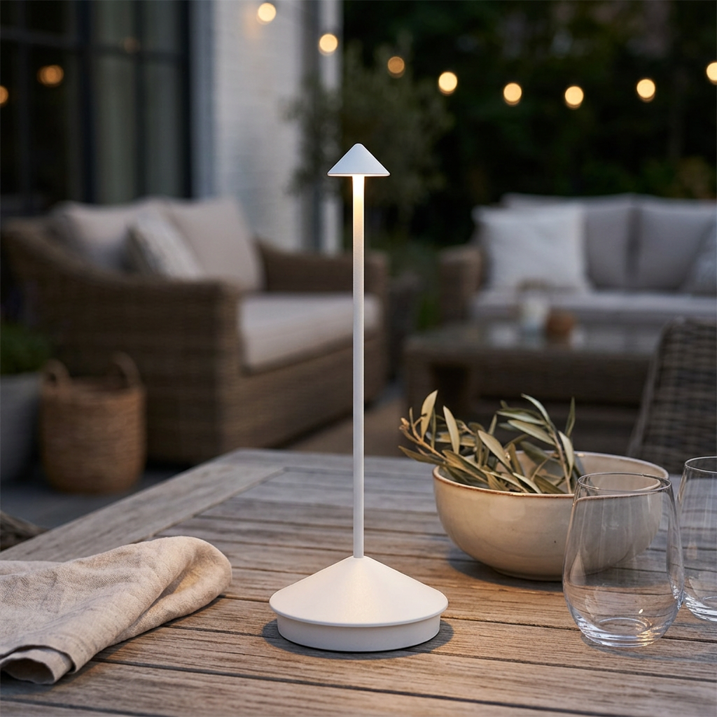 Modern Cordless LED Table Lamp with Dimmable Rechargeable Lighting for Indoor and Outdoor Use