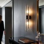 Art Deco Crystal LED Wall Sconce with Stainless Steel Frame for Hallway Bedroom and Living Room