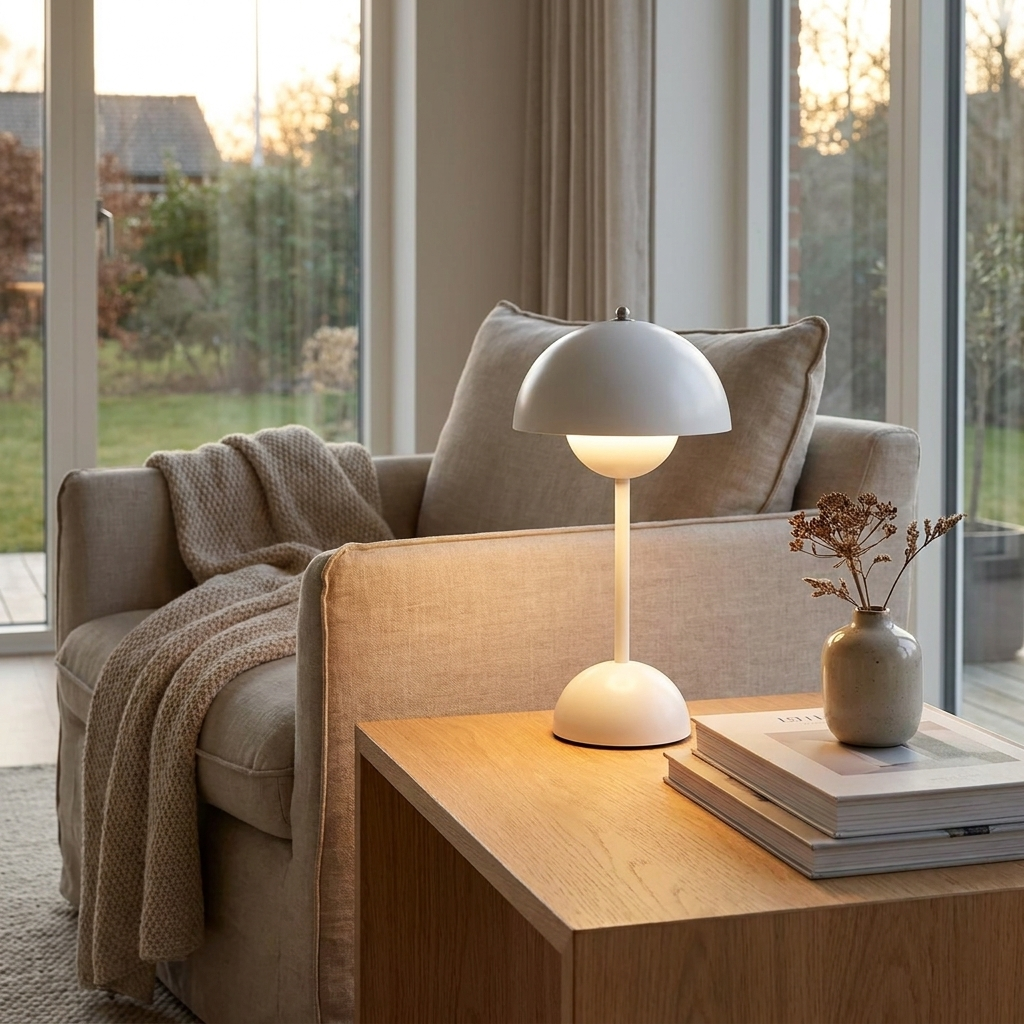 Scandinavian Rechargeable LED Table Lamp with Touch Control for Bedside, Desk and Living Room