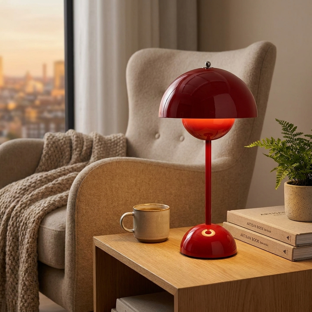 Scandinavian Rechargeable LED Table Lamp with Touch Control for Bedside, Desk and Living Room
