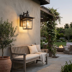 Modern Outdoor Lantern Wall Light with Glass Shade for Porch, Patio and Entryway