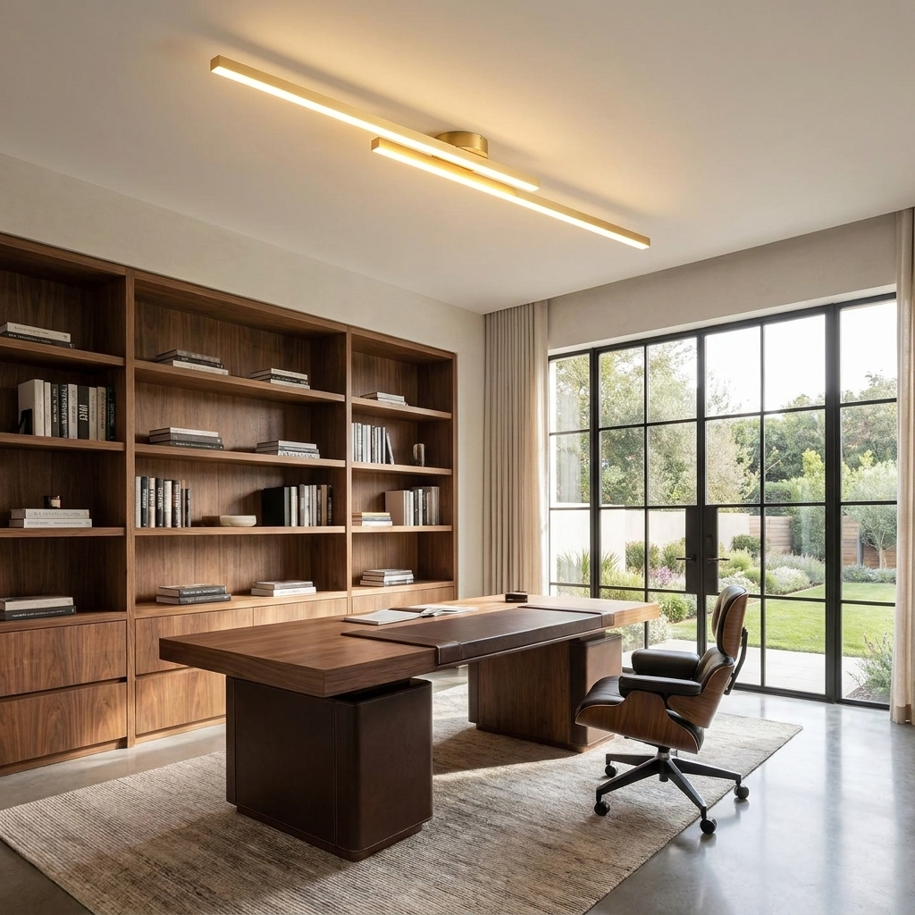 Modern Linear LED Semi-Flush Ceiling Light for Kitchen, Hallway and Home Office