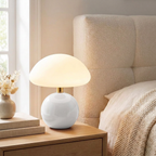 French Cream Mushroom LED Table Lamp with Adjustable Light Colors for Bedside and Living Room