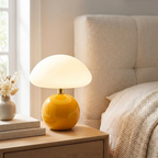 French Cream Mushroom LED Table Lamp with Adjustable Light Colors for Bedside and Living Room