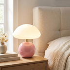 French Cream Mushroom LED Table Lamp with Adjustable Light Colors for Bedside and Living Room