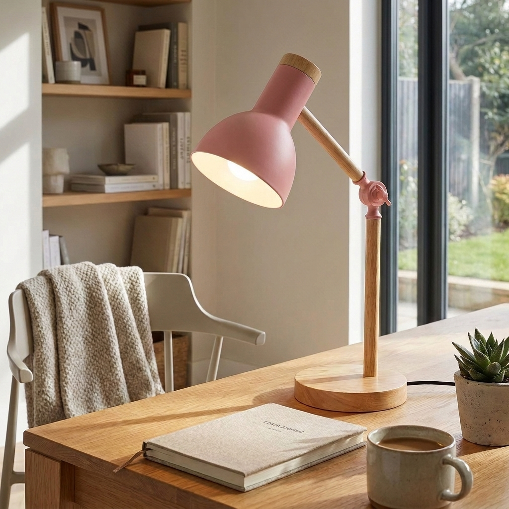 Scandinavian Wooden Desk Lamp with Adjustable Foldable Design for Home Office and Bedside