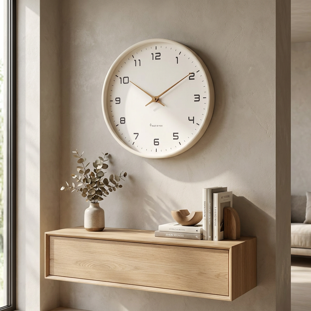 Scandinavian Wall Clock with Silent Quartz Movement for Minimalist Interiors