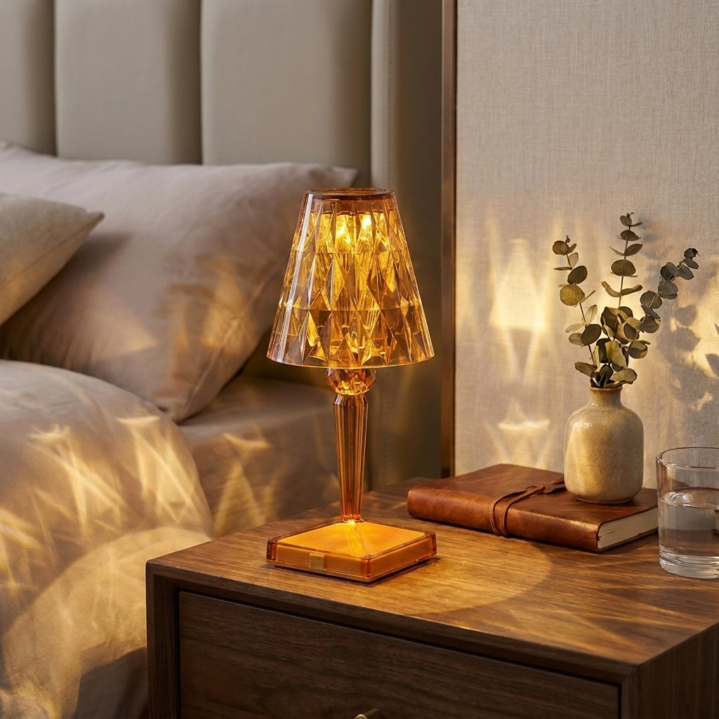 Cordless Crystal Touch Lamp with Adjustable Brightness for Indoor and Outdoor Use