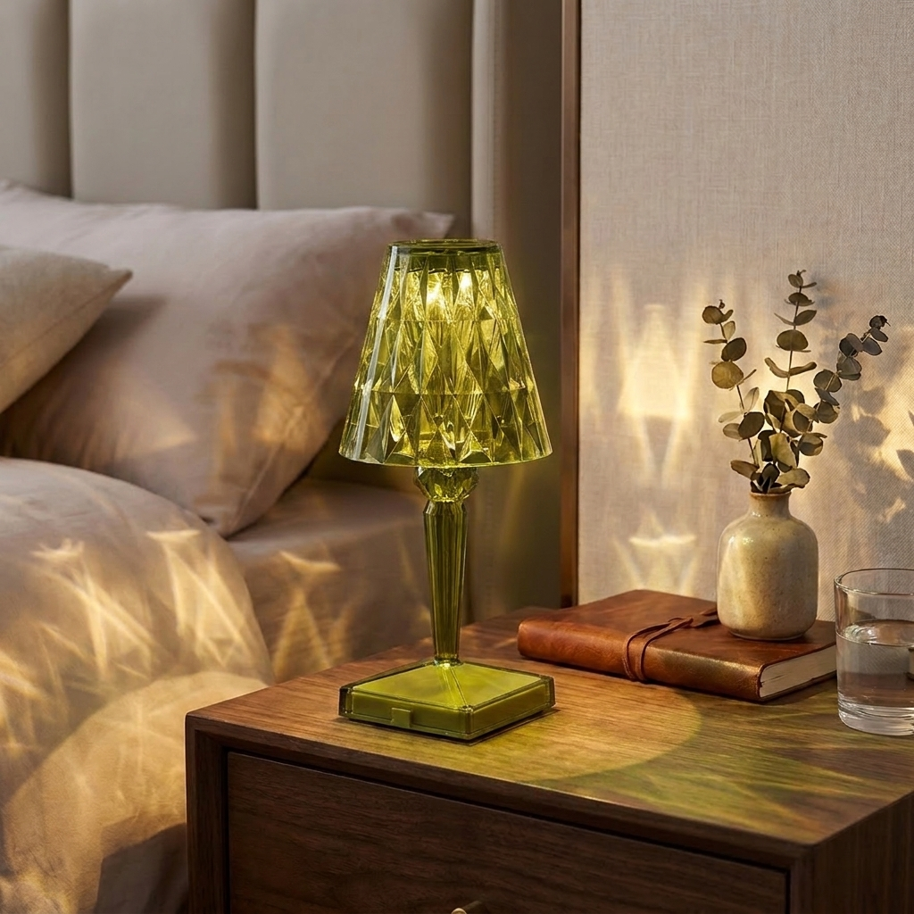 Cordless Crystal Touch Lamp with Adjustable Brightness for Indoor and Outdoor Use