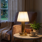 Cordless Fabric Table Lamp with Touch Control and Ambient Glow for Living Room
