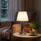 Cordless Fabric Table Lamp with Touch Control and Ambient Glow for Living Room