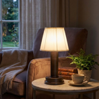 Cordless Fabric Table Lamp with Touch Control and Ambient Glow for Living Room