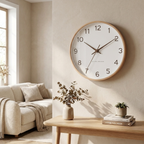 Nordic Wooden Wall Clock with Quartz Movement for Living Room and Bedroom