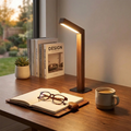 Dimmable LED Walnut Wood Table Lamp for Bedroom and Living Room