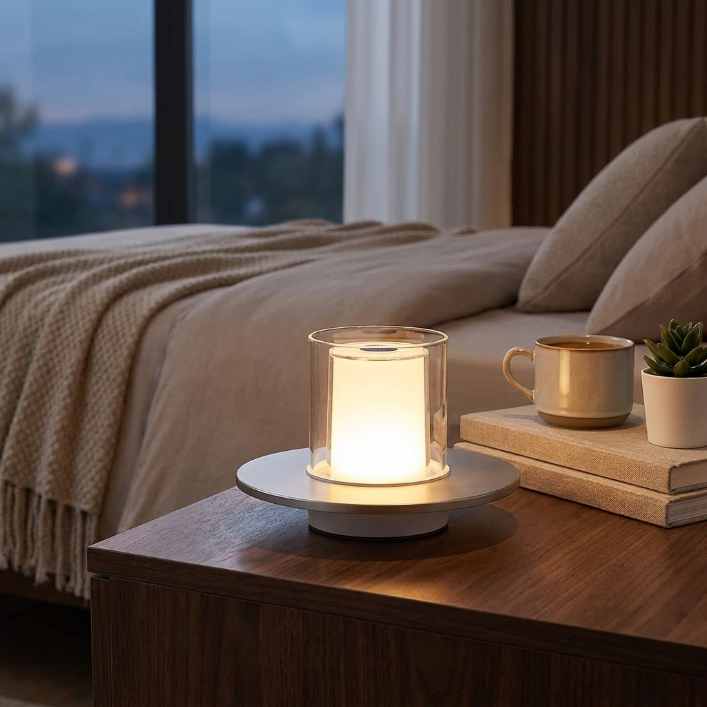 Rechargeable LED Touch Sensitive Table Lamp with Dimmable Warm Light for Modern Living Spaces