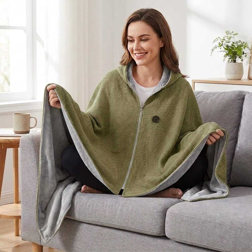 Wearable Heated Blanket with USB Power and Eight Heating Zones for Instant Warmth