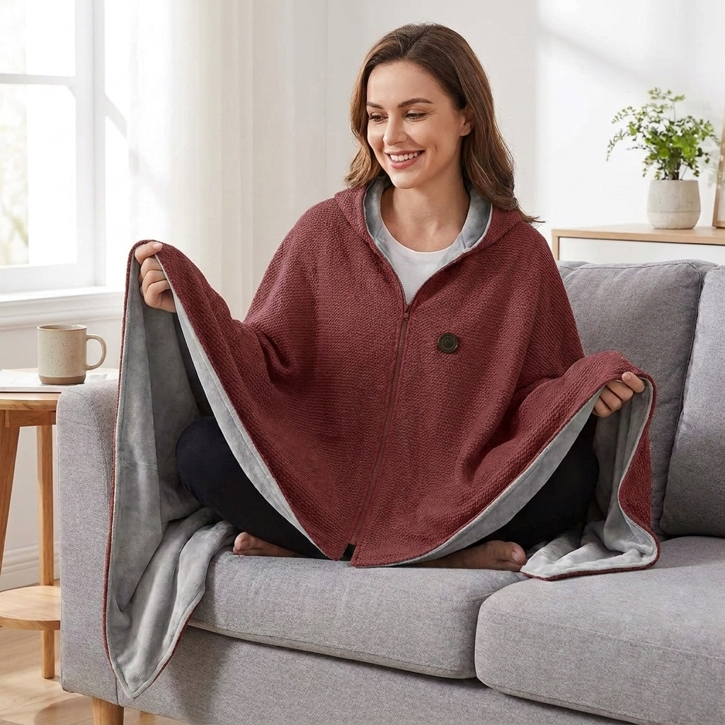 Wearable Heated Blanket with USB Power and Eight Heating Zones for Instant Warmth