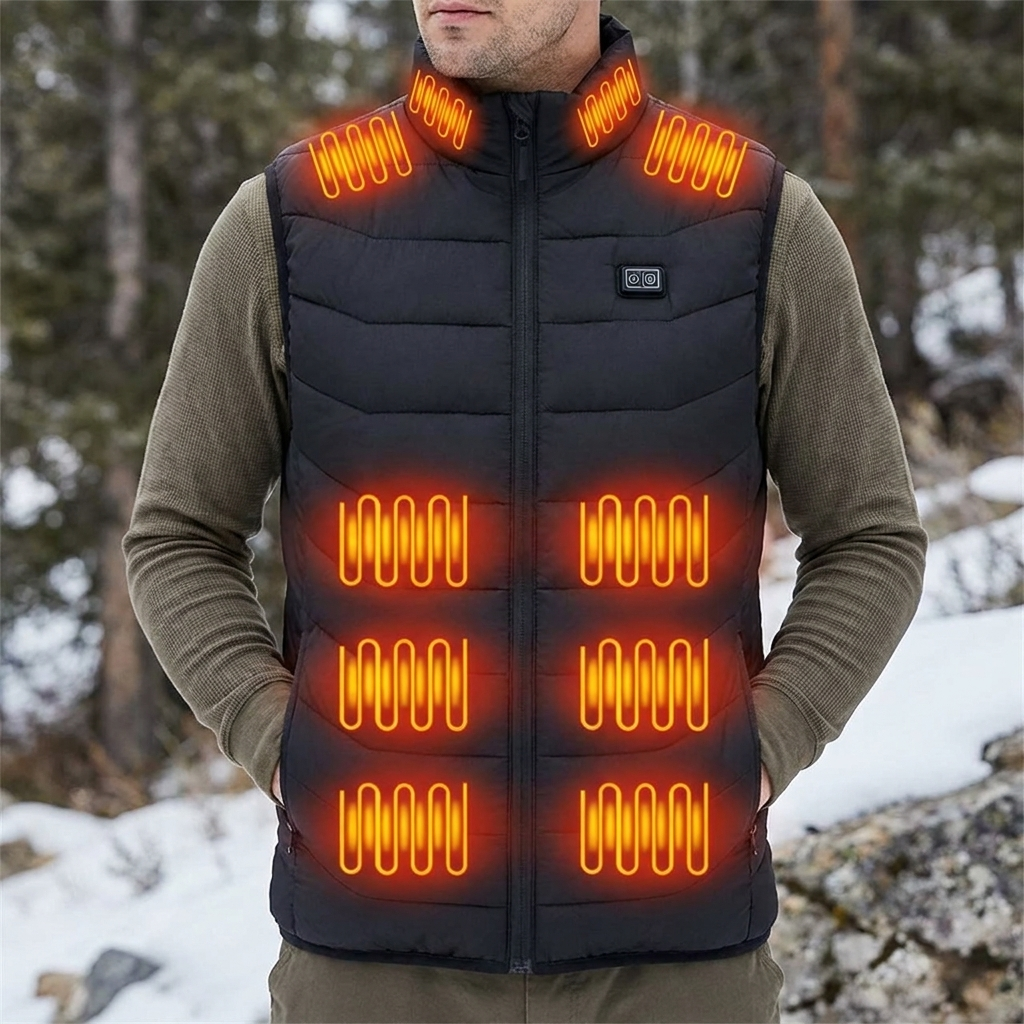 Heated Vest with USB Rechargeable Battery and Multiple Heating Zones for Outdoor Activities