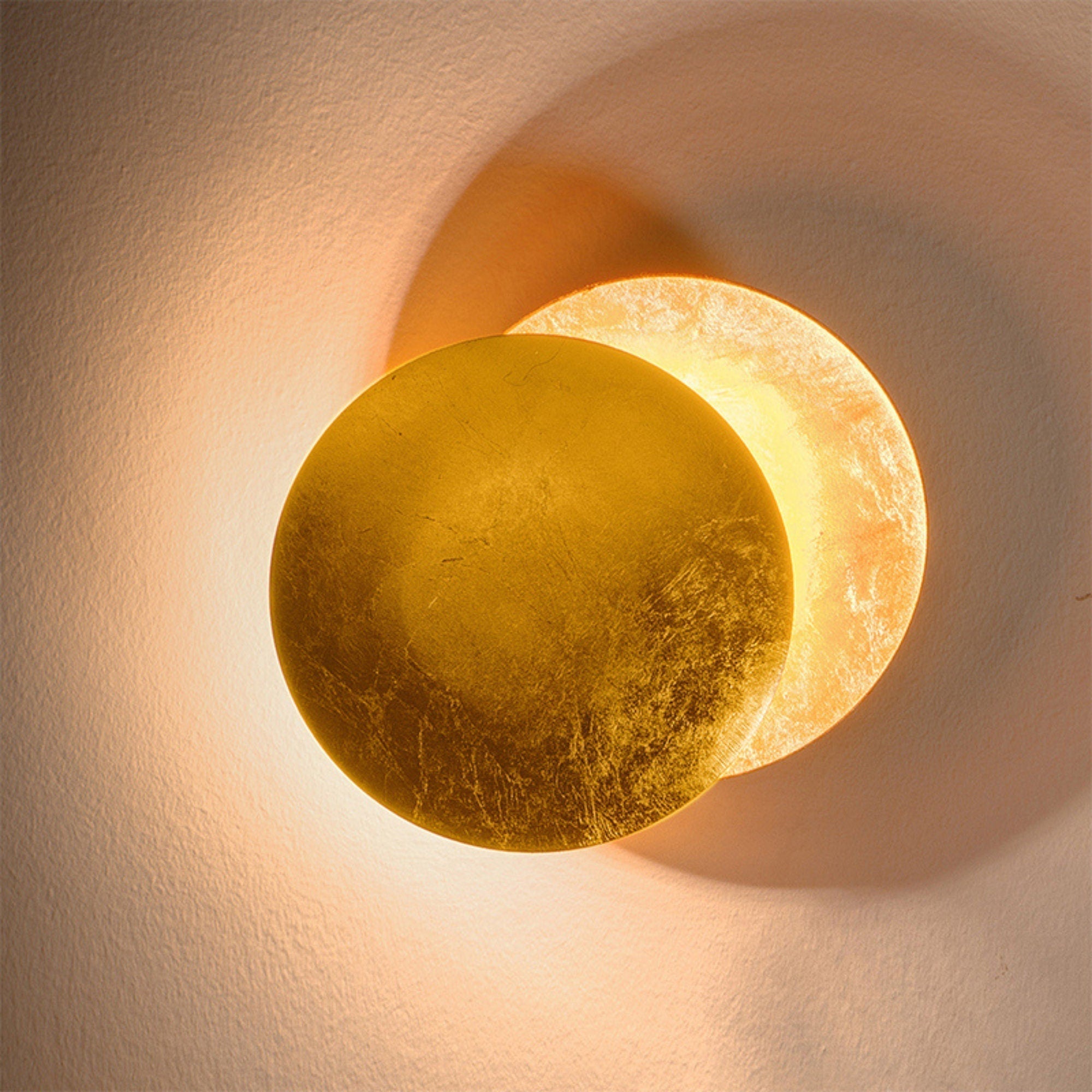 Modern LED Wall Sconce with Moon-Inspired Halo Light for Bedroom, Hallway and Living Room