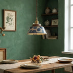 Hand-Painted Ceramic Pendant Light with Unique Floral Design for Dining Room and Kitchen