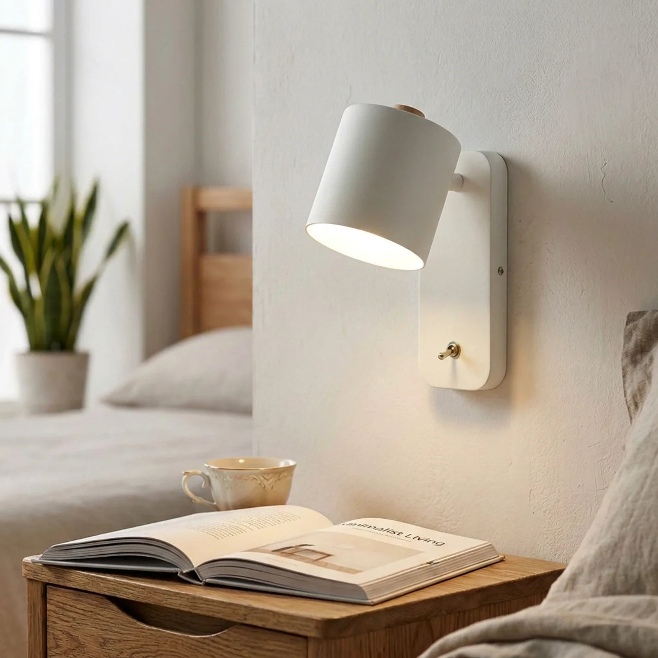 Nordic Wall-Mounted Adjustable Lamp with Integrated Switch for Bedroom and Study