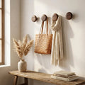 Natural Wood Wall Hooks with Organic Shape for Entryway or Bathroom
