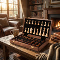 Solid Wood Chess Set with Foldable Board for Game Nights and Gifts