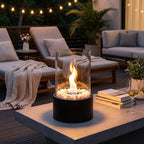 Smoke-Free Table Fireplace for Indoor and Outdoor Use - Modern Design with Glass and Metal