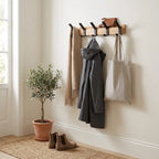 Wall-Mounted Coat Rack with Adjustable Double Hooks for Hallway and Entryway